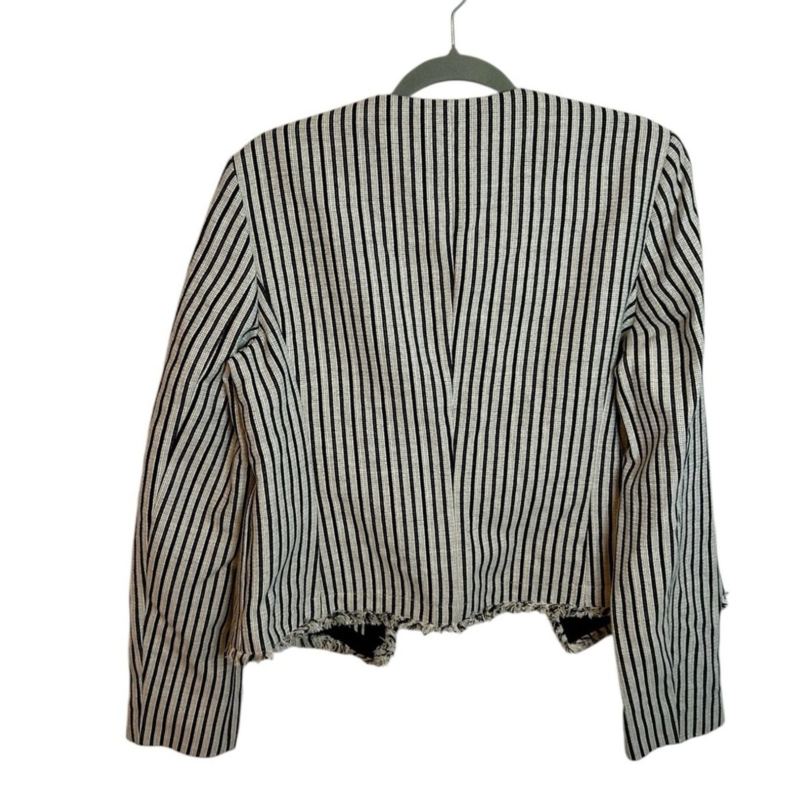 Hugo Boss Hugo Boss Striped Black and White Tweed Open Front Jacket Size L / US 10 / IT 46 - 2 Thumbnail