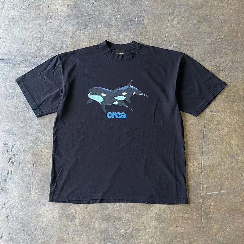 Japanese Brand × Vintage Casual retro black whale print t-shirt Size US M / EU 48-50 / 2 - 1 Thumbnail