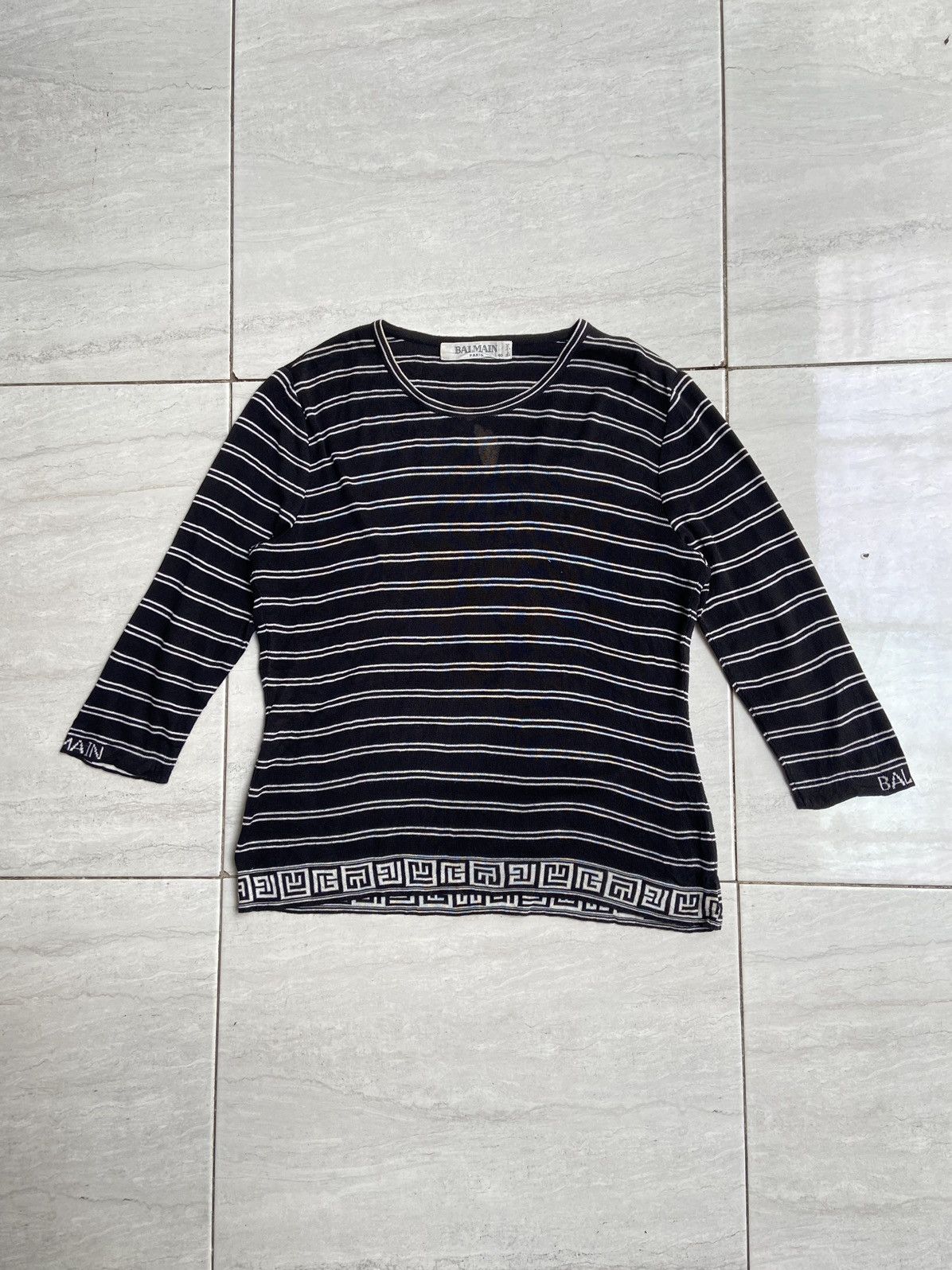 Balmain BALMAIN PARIS Striped Long Sleeve T-shirt Size US S / EU 44-46 / 1 - 6 Thumbnail