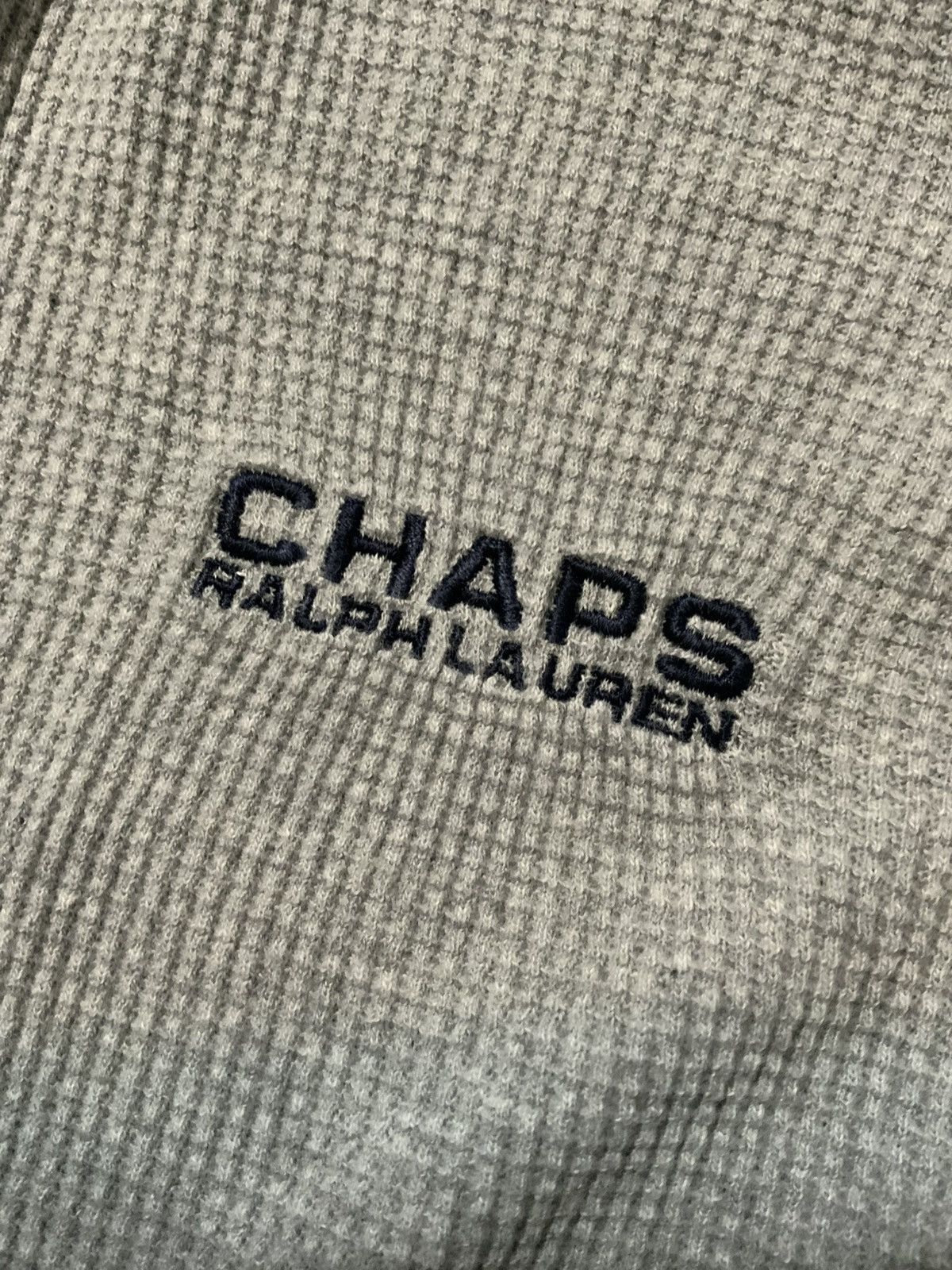 Chaps Ralph Lauren × Vintage Vintage Chaps Ralph Lauren Waffle Knit Thermal Gray Hoodie Size US S / EU 44-46 / 1 - 5 Thumbnail