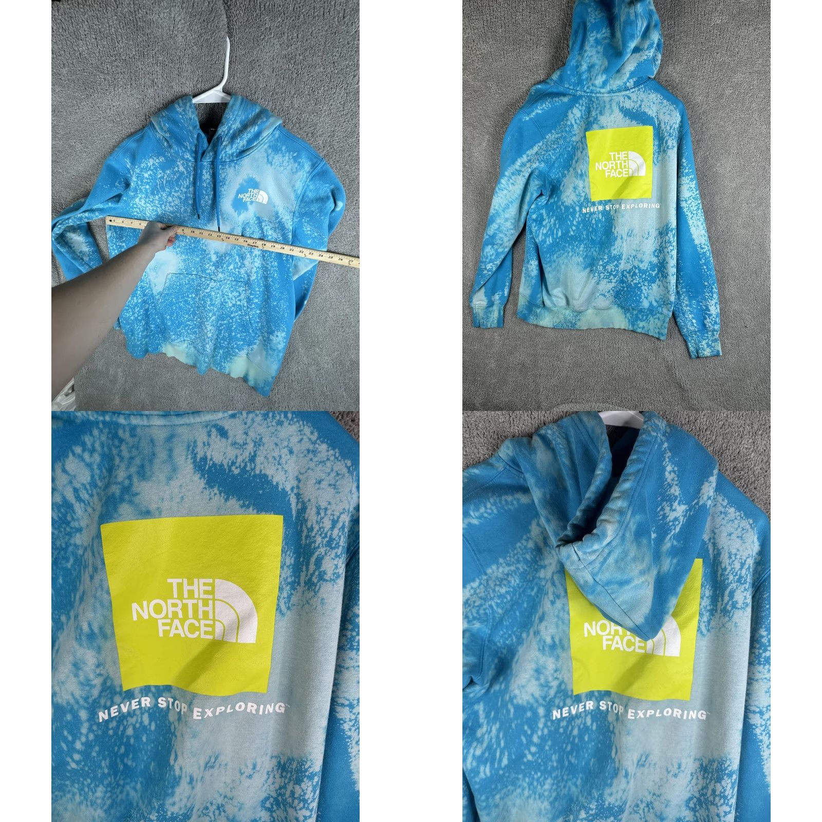 The North Face The North Face Hoodie Mens L Blue Tie Dye Never Stop Exploring Graphic Print Hooded Pullover Sweatshirt Front Logo Back Logo Size US L / EU 52-54 / 3 - 9 Thumbnail