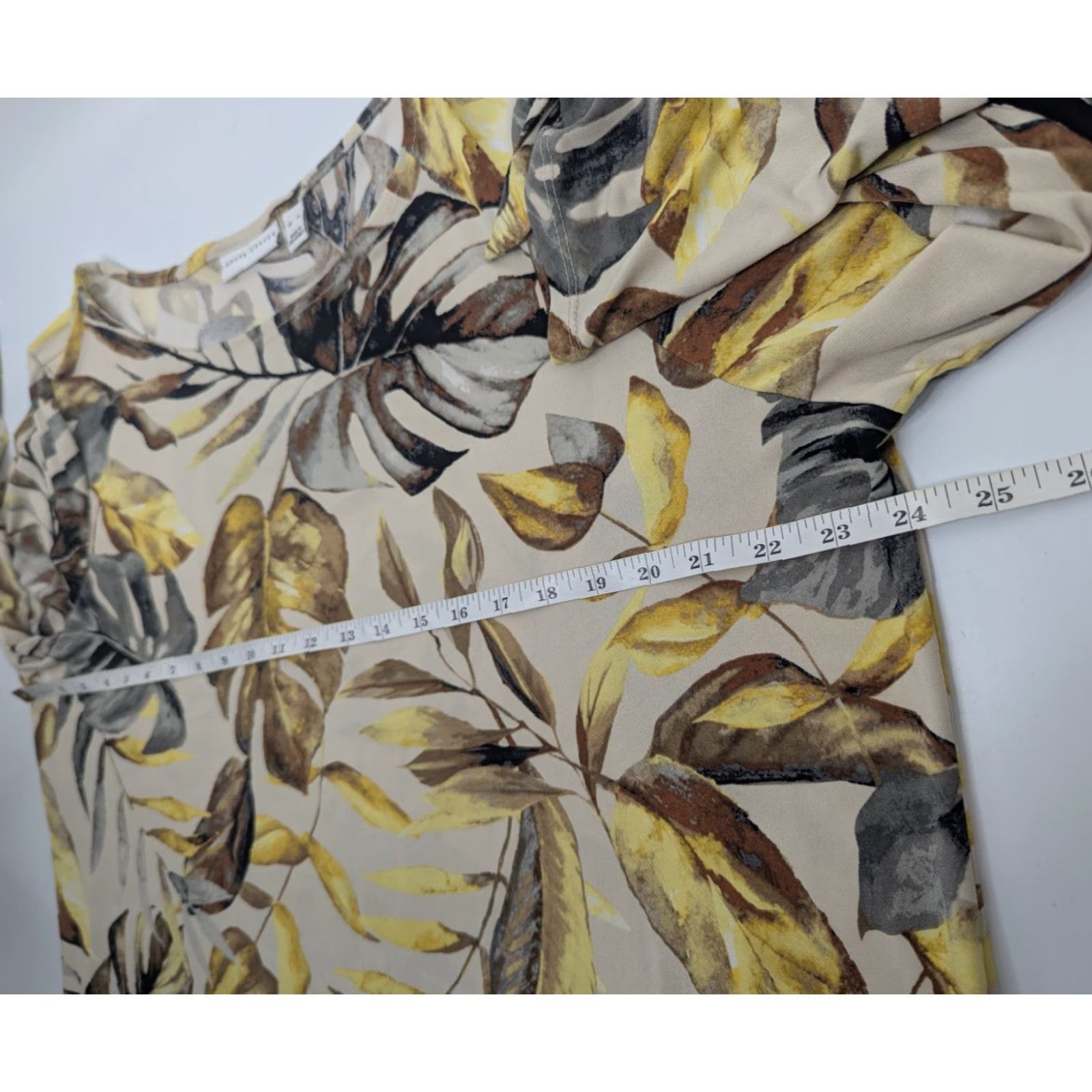 Vintage Susan Graver Tunic Shirt Womens Regular Printed Liquid Knit Tie-Sleeve Yellow XL A395084 Size L / US 10 / IT 46 - 6 Thumbnail
