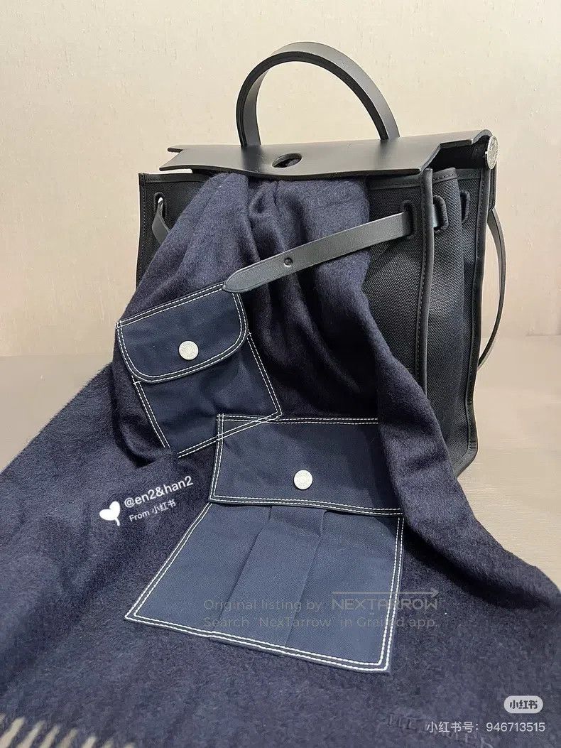 Hermes Hermes size 214*42cm Cashmere Blue Pocket Shawl Wrap Size ONE SIZE - 7 Thumbnail