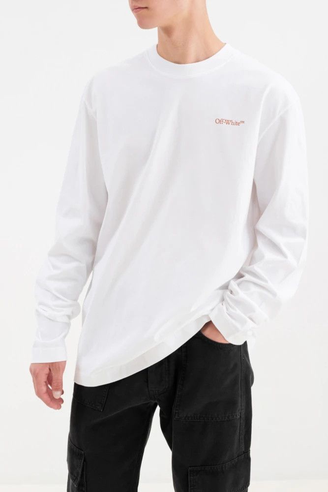 Off-White o1gr1nt0325 Scratch Tab Skate L/S T-Shirt in White Size US L / EU 52-54 / 3 - 3 Thumbnail