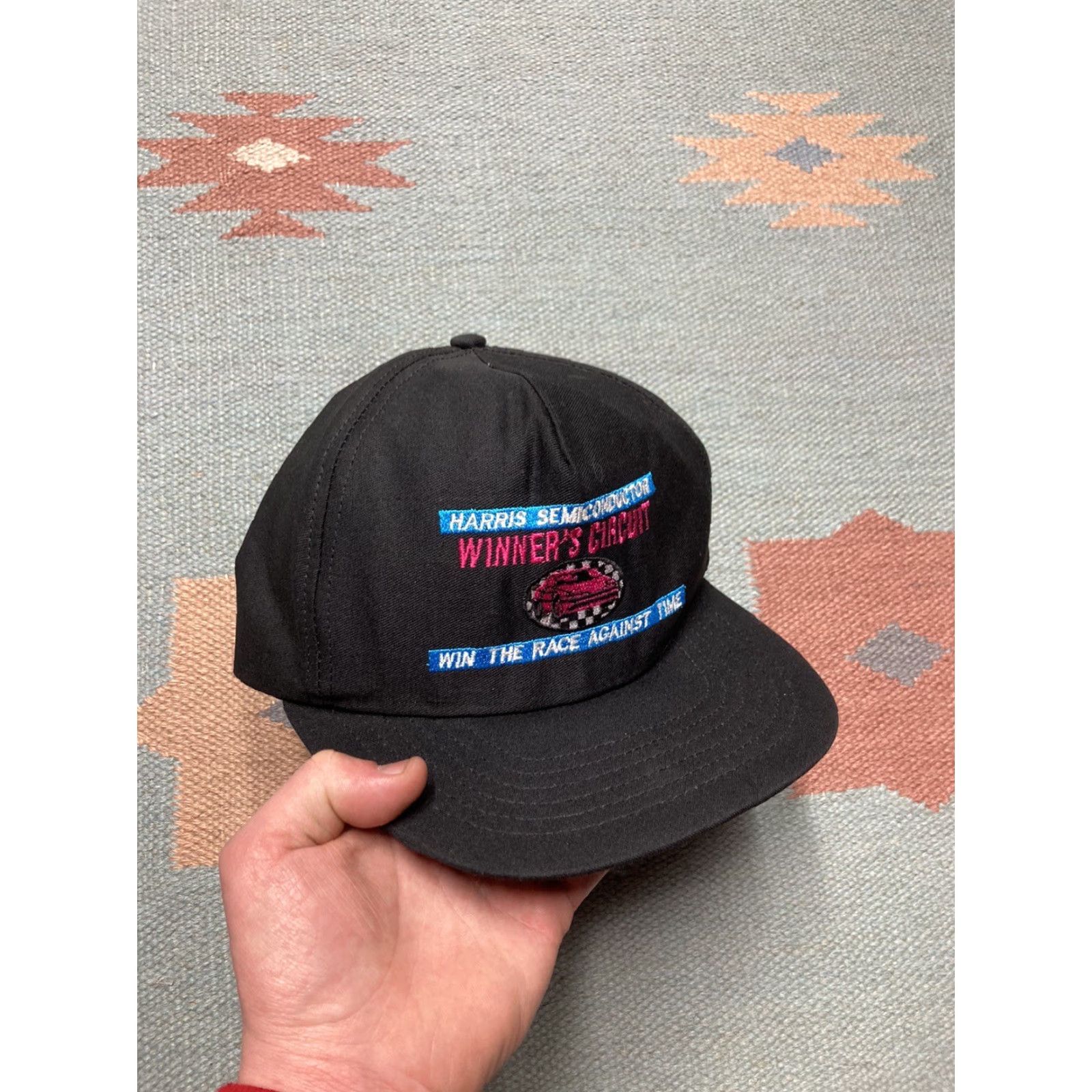 NASCAR VINTAGE SnapBack Hat Cap Harris Semiconductor Race Nascar USA Made Men Adjustable Black USA Snapback Men Size ONE SIZE - 2 Thumbnail