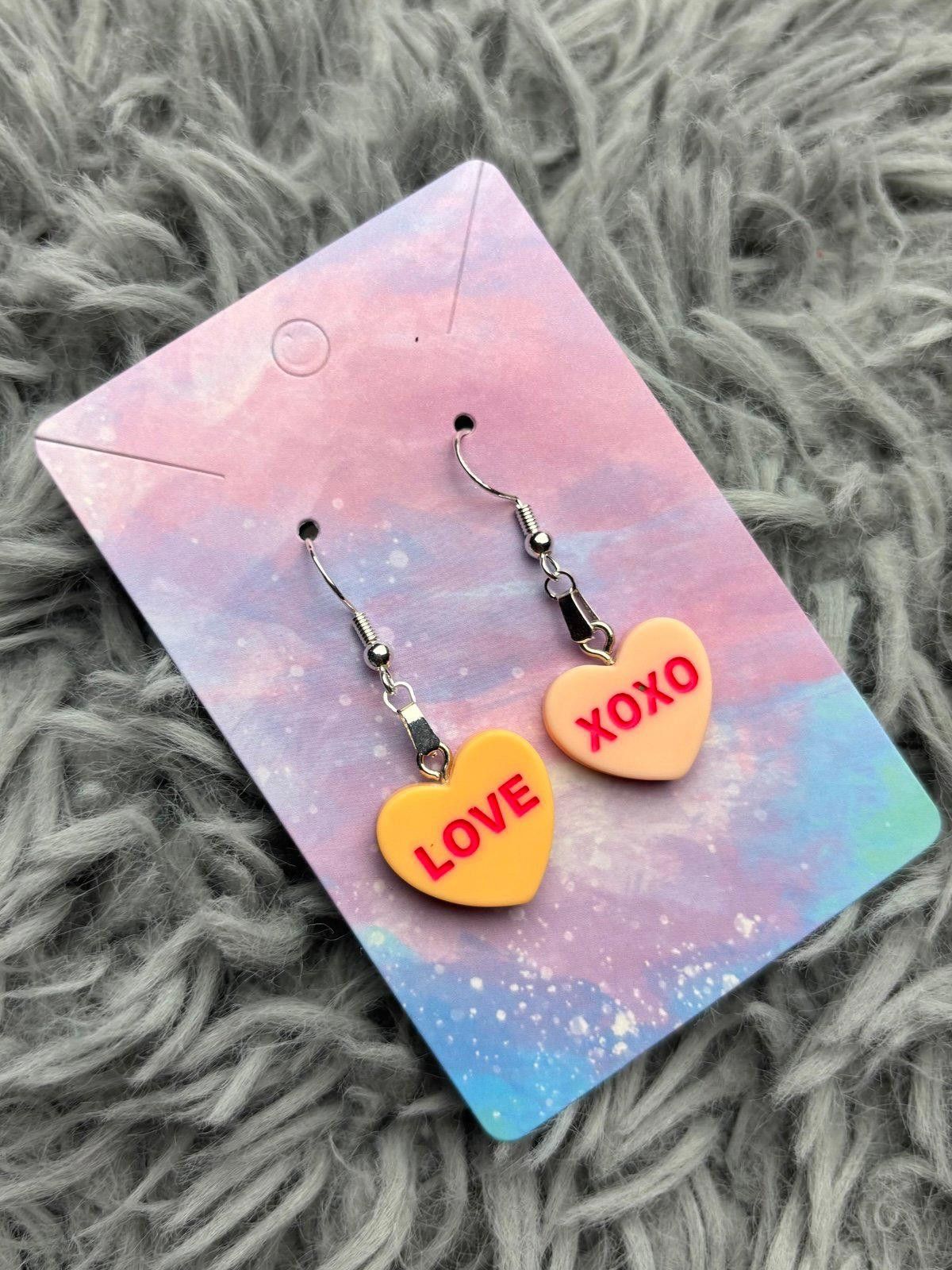 Handmade Orange Heart earrings Size ONE SIZE - 1 Preview