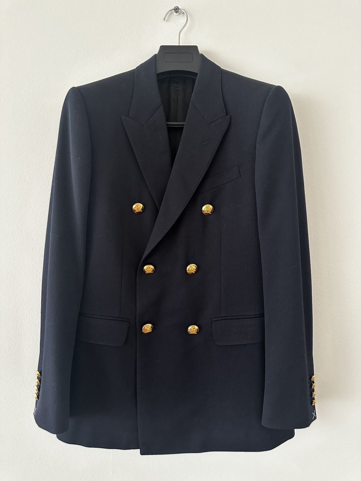 Celine 20SS Diagonal Wool Classic Double Breasted Navy Jacket Size 48R - 2 Thumbnail