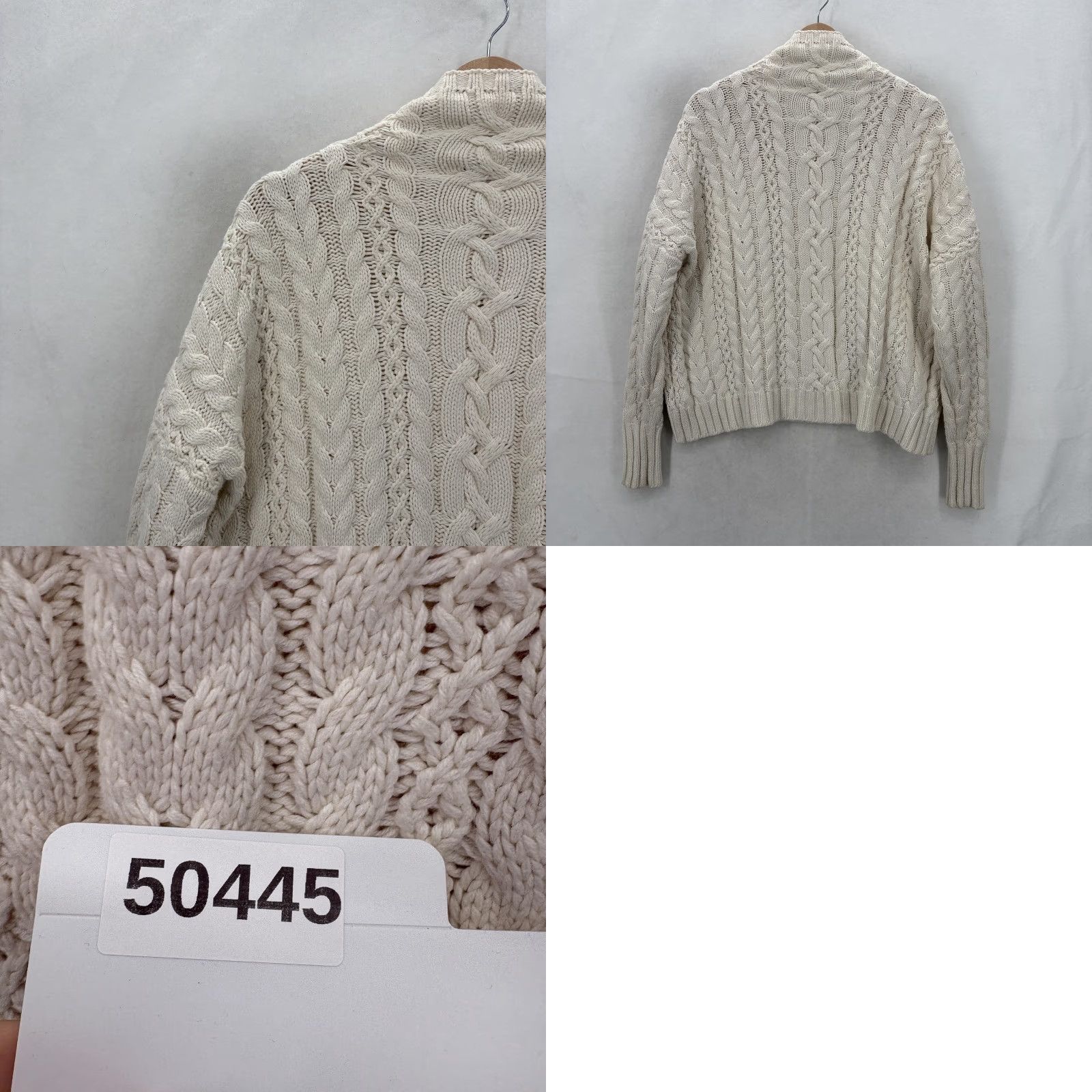 Ralph Lauren Lauren Ralph Lauren Sweater Womens Large White Cable Knit Cowl Neck Fisherman Size L / US 10 / IT 46 - 9 Thumbnail