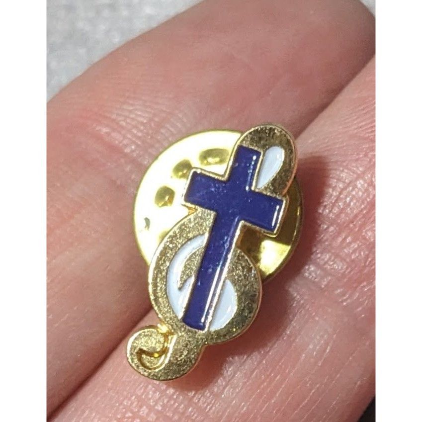 Other Church Choir Treble Clef And Cross Lapel Pin Size ONE SIZE - 3 Thumbnail