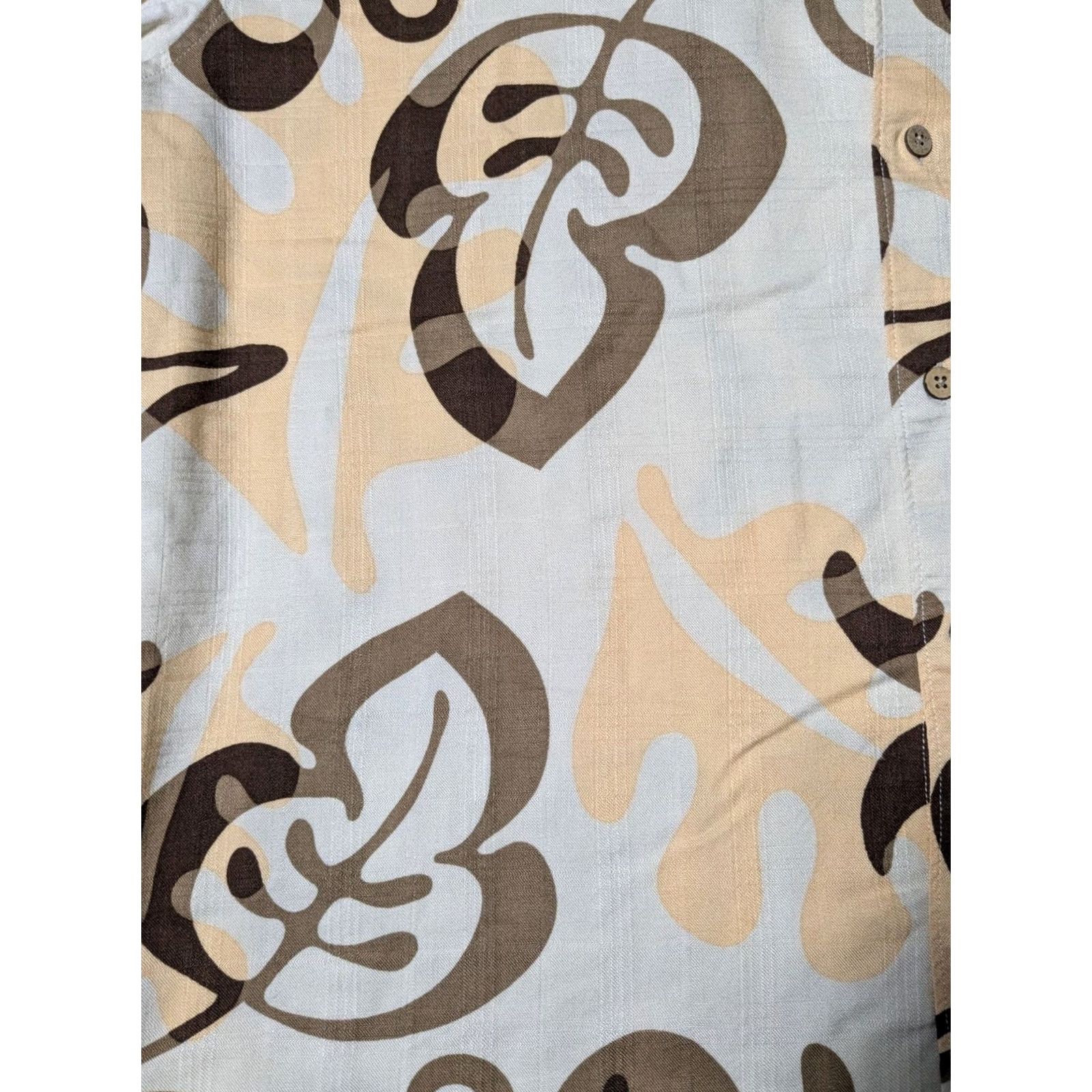 Cubavera CUBAVERA Men XL Khaki Leaf Allover Print Button-Up Hawaiian Shirt Size US XL / EU 56 / 4 - 4 Thumbnail