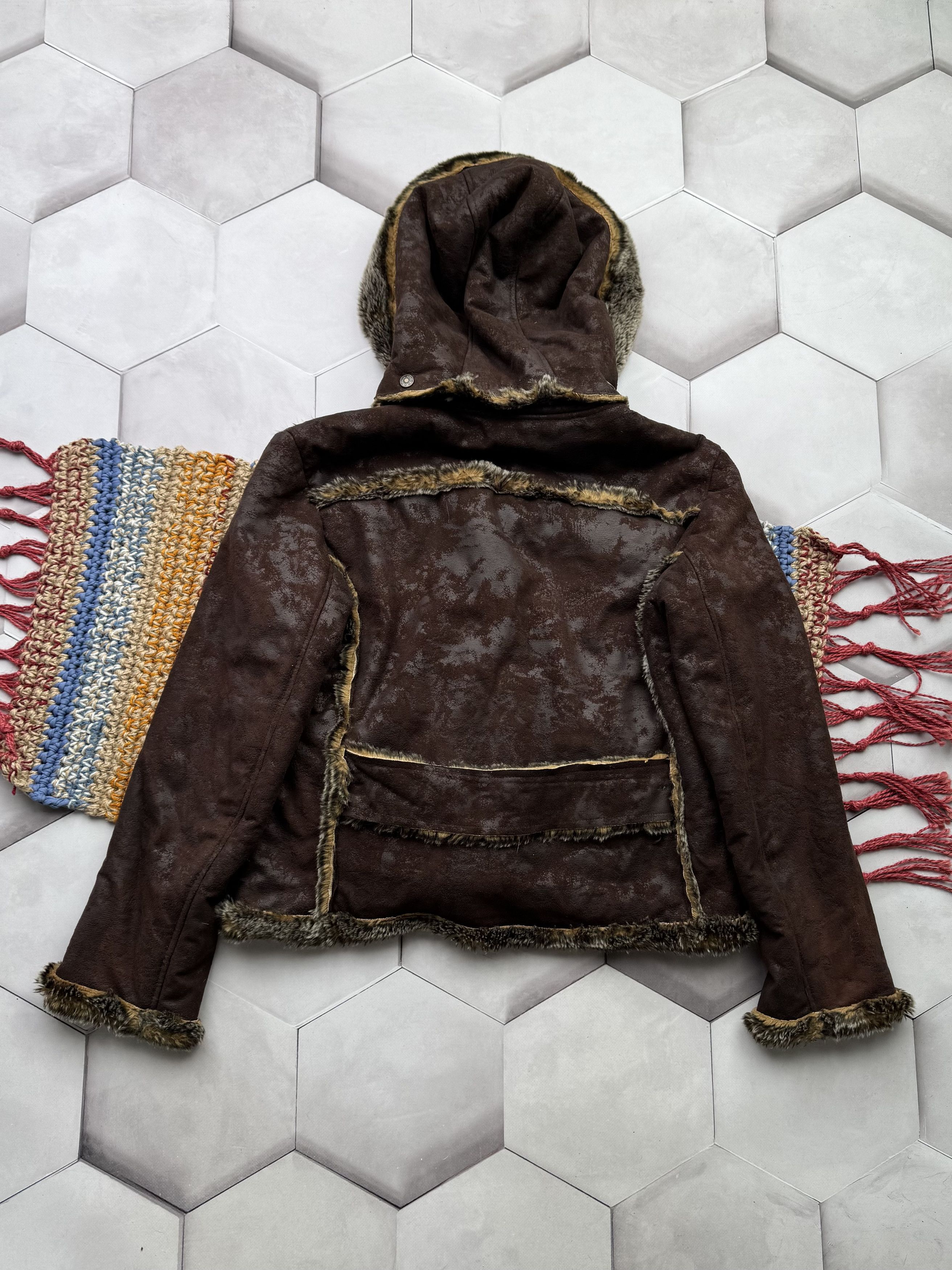 Vintage Vintage Faux Sheepskin Cropped Jacket With Hood (E4) Size M / US 6-8 / IT 42-44 - 6 Thumbnail