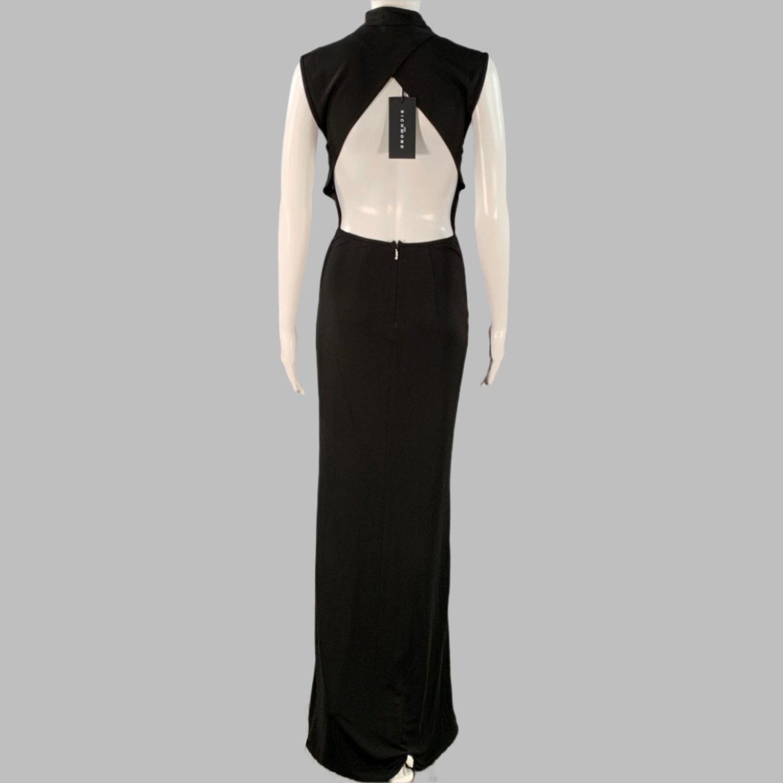 John Richmond Size 4 Black Silver Viscose Studded High Neck Evening Gown Size S / US 4 / IT 40 - 4 Thumbnail