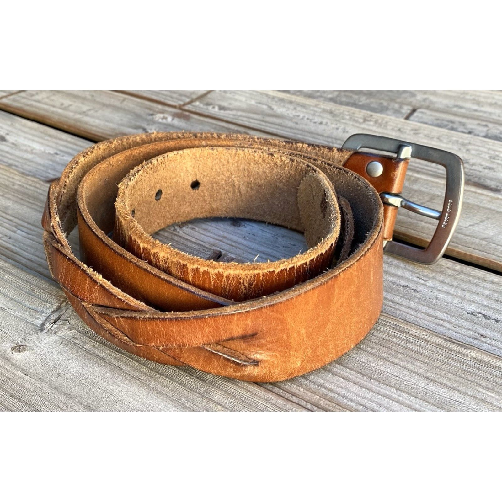 Abercrombie & Fitch VINTAGE Abercrombie & Fitch leather belt Mens 38 Brown Leather Boho 1990s 2000s Y2K Casual Belt Size ONE SIZE - 5 Thumbnail