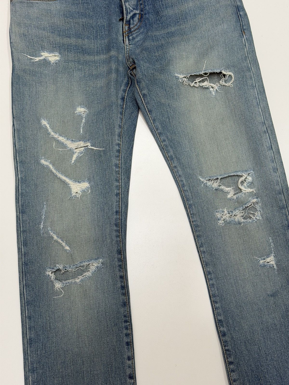 Saint Laurent Paris Hedi Slimane 2016 Crash Denim Jeans SAINT LAURENT Nettspend Size US 28 / EU 44 - 19 Thumbnail