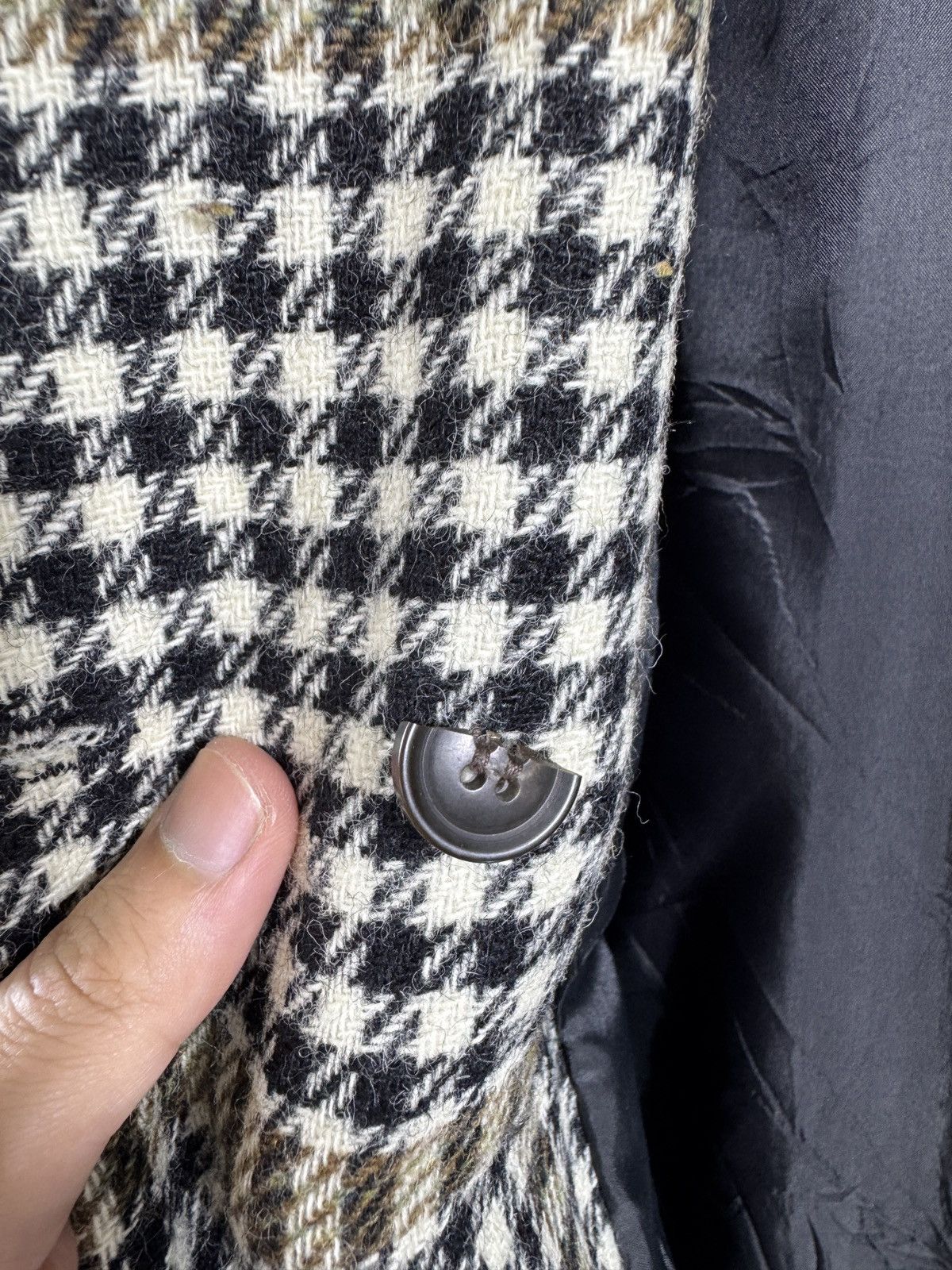 Japanese Brand Par ici Mallalieus Houndstooth Double Breasted Long Coat Size L / US 10 / IT 46 - 5 Thumbnail