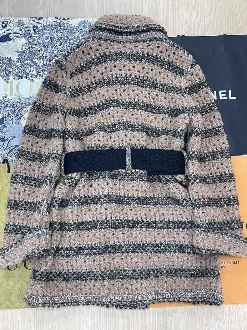 Chanel Chanel Brown and black striped knitted lace-up jacket Size S / US 4 / IT 40 - 3 Thumbnail