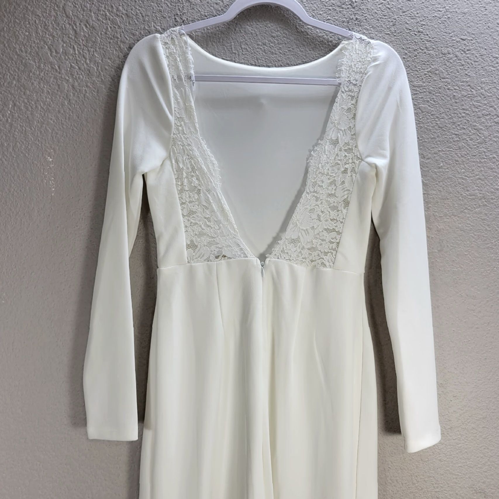 Lulus Lulus White Bride Long Sheath Dress Open Back Lace Front Slit Sz S Women's Dress Sheath Wedding Party/Cocktail Size S / US 4 / IT 40 - 7 Thumbnail