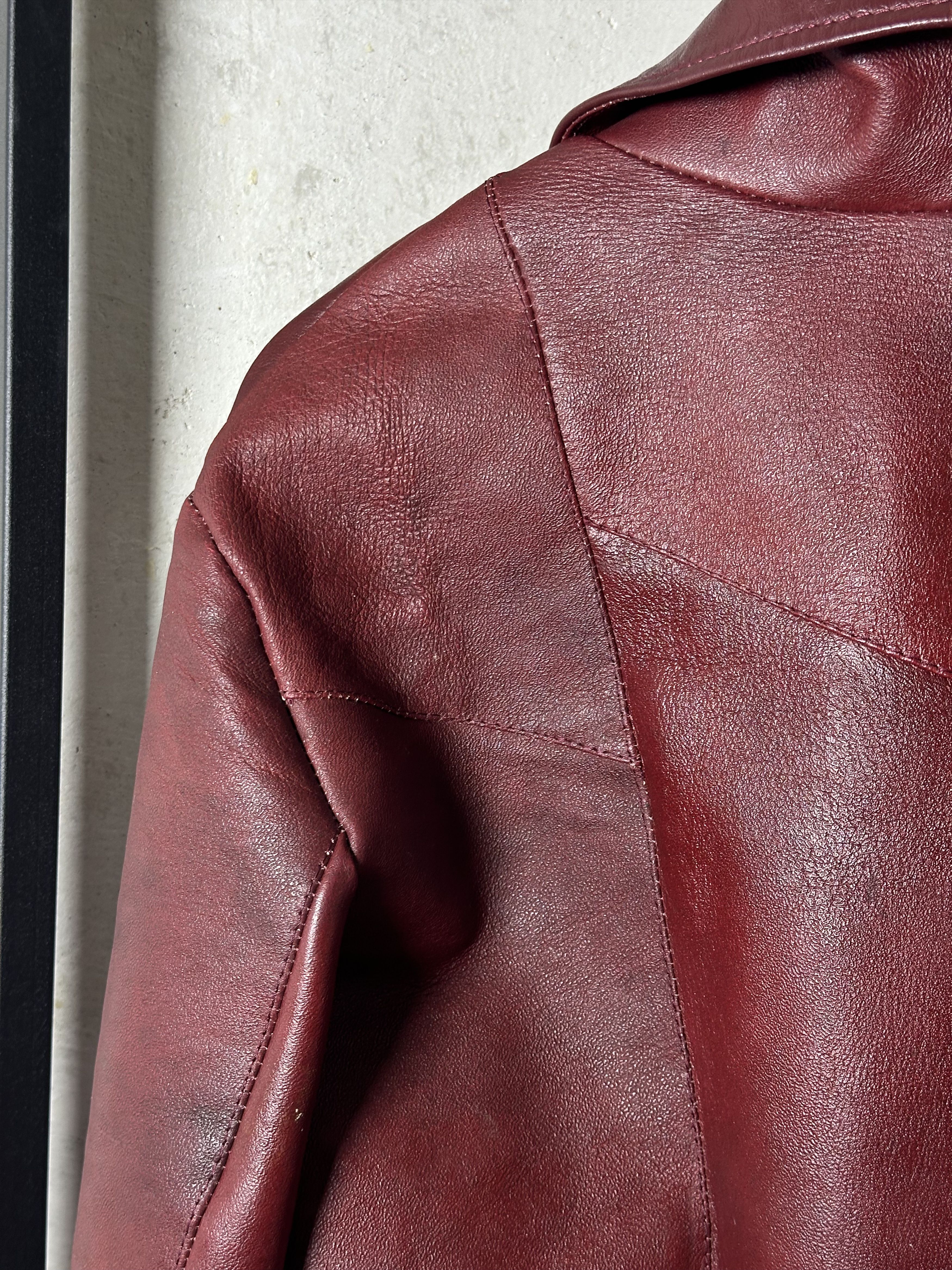 Genuine Leather Custom Made Leather BBS Burgundy Leather Jacket Size US XL / EU 56 / 4 - 8 Thumbnail