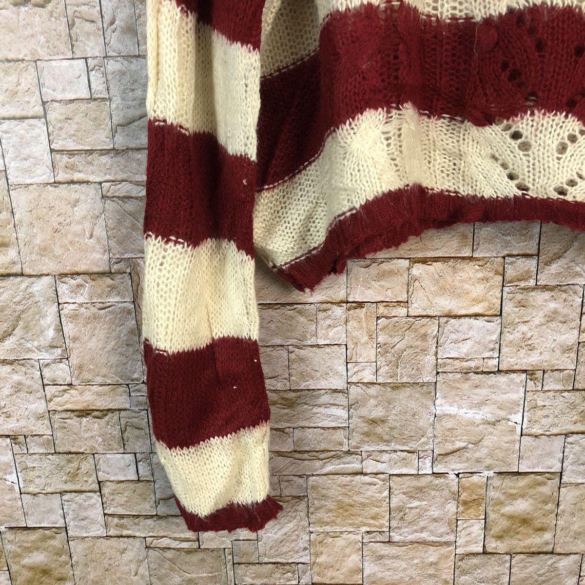 Homespun Knitwear × Japanese Brand × Solid and Striped Anne Basket Stripe Red Knitwear #A845 Size M / US 6-8 / IT 42-44 - 7 Thumbnail
