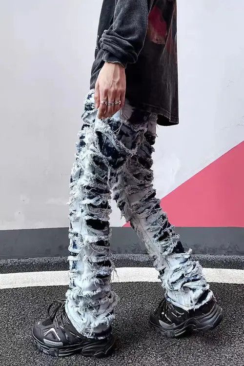 VIBE Retro distressed washed ripped stretch jeans Size US 32 / EU 48 - 8 Thumbnail