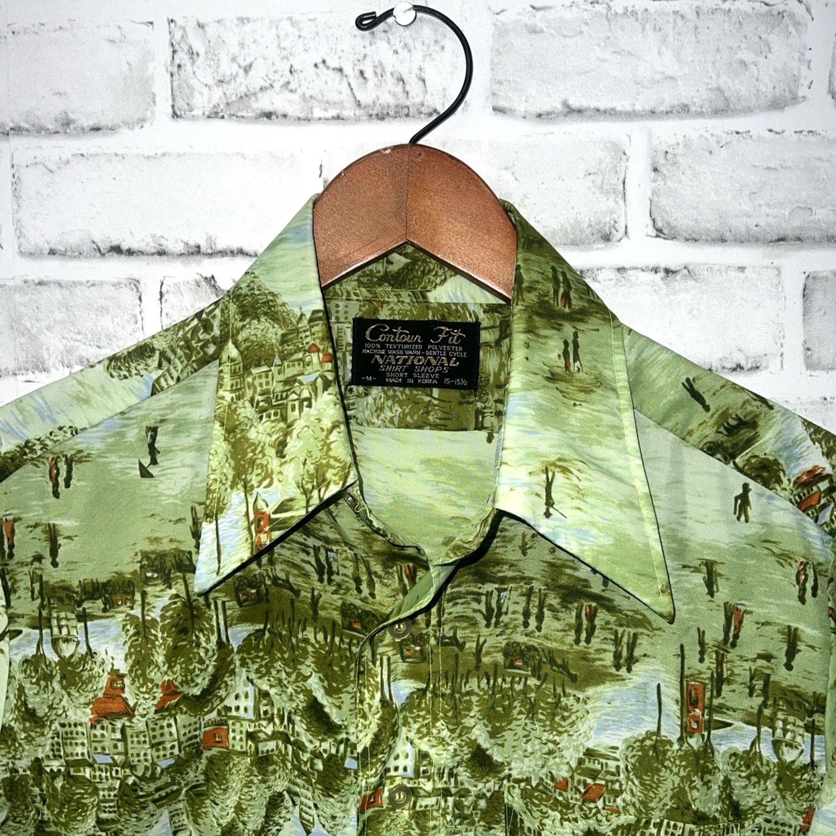 Vintage VINTAGE National Shirt Shops Contour Fit Hawaiian Green Shirt Mens M Short Sleeve Button-Up Shirt Size US M / EU 48-50 / 2 - 2 Thumbnail