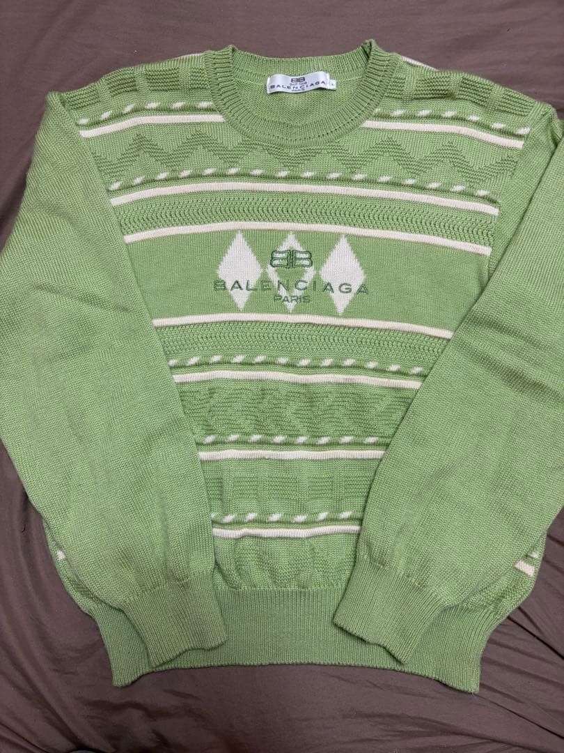 Balenciaga Balenciaga Light Green Knit Sweater Size US L / EU 52-54 / 3 - 1 Thumbnail