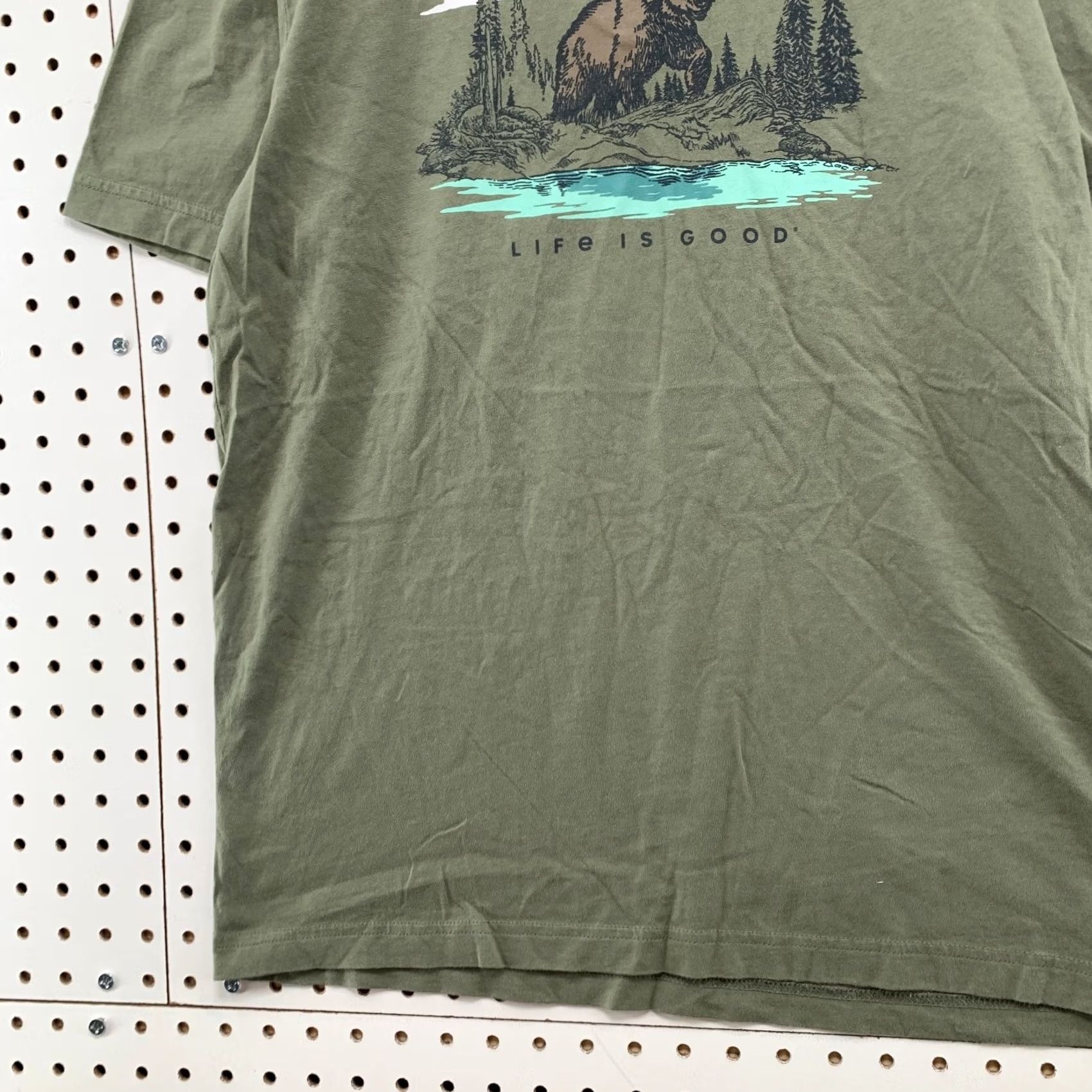 Life is Good Life is Good Shirt Mens M Olive Green Nature Outdoor Brown Bear Shirt Size US M / EU 48-50 / 2 - 5 Thumbnail