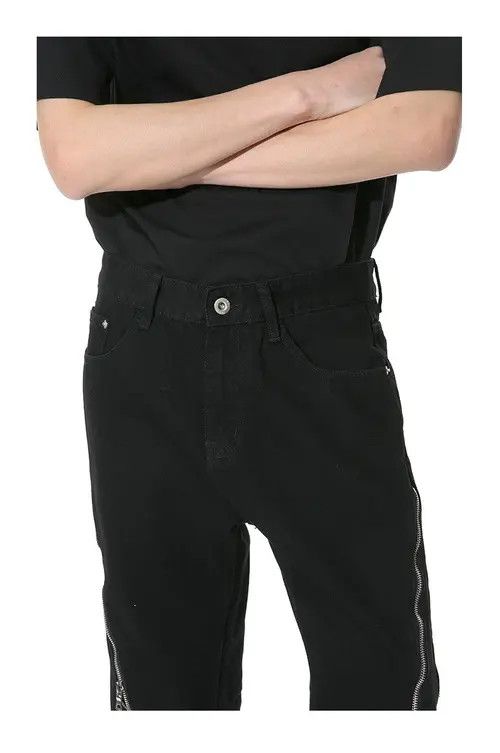 VIBE Mayumi x Iriki Opium Zipper Flared Stack Black Denim Jeans Size US 32 / EU 48 - 6 Thumbnail