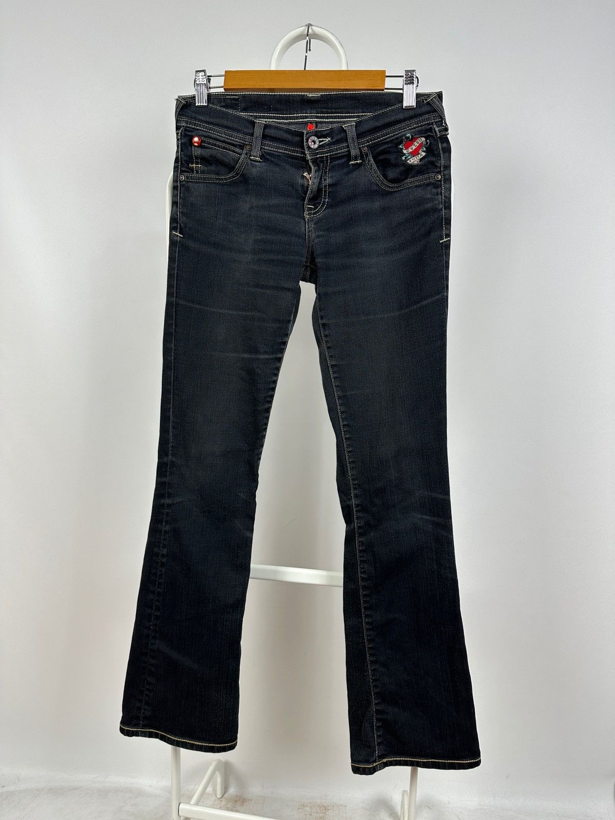 Evisu Vintage Evisu x Puma Y2K Flared Denim Jeans Pants Size 26" / US 2 / IT 38 - 2 Thumbnail