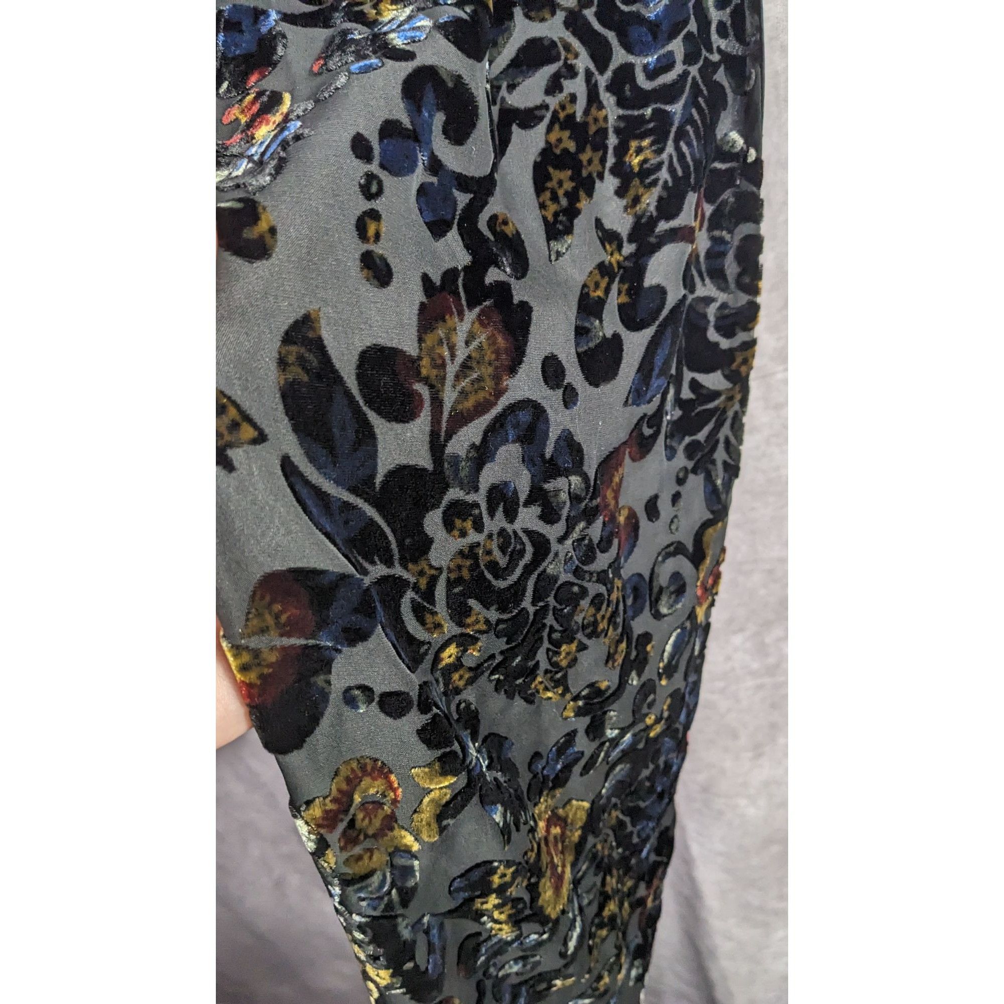 Other Vintage Dark Rainbow Burnt Velvet Floral Scarf Size ONE SIZE - 8 Thumbnail