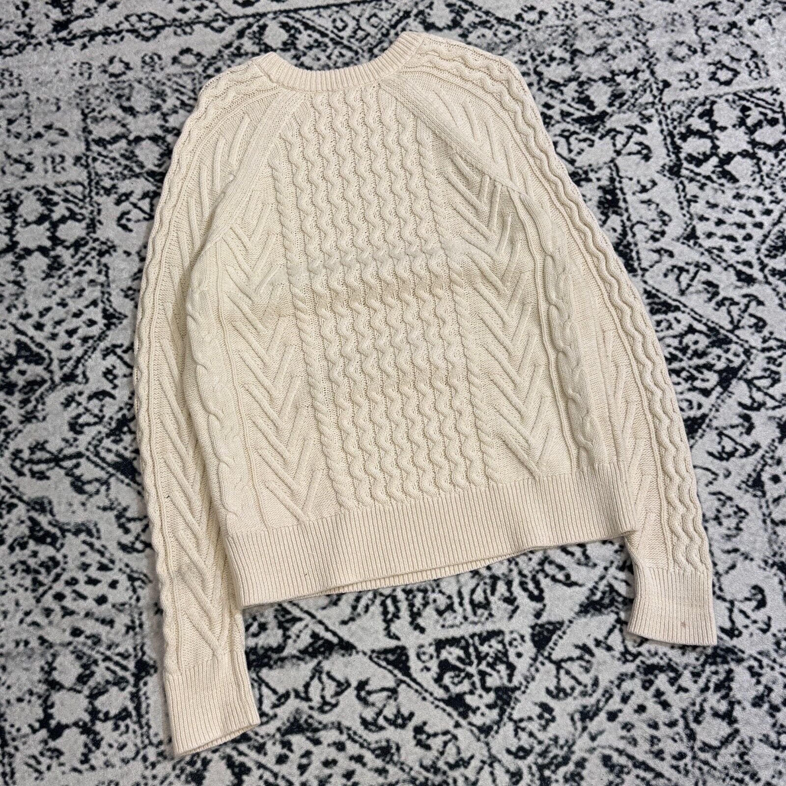 Vintage Vintage Unisex Cream White Cotton Sweater Size S Cableknit Size US S / EU 44-46 / 1 - 14 Thumbnail