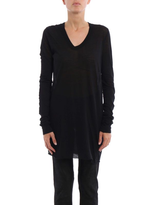 Rick Owens o1y0126 V-neck T-Shirt in Black Size S / US 4 / IT 40 - 5 Thumbnail