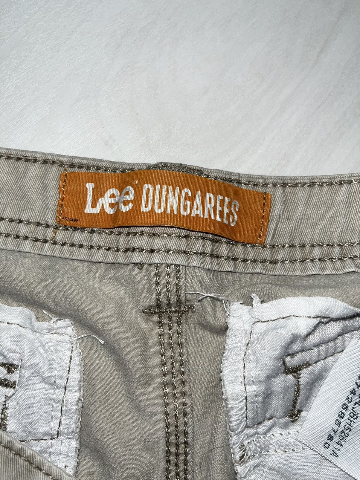 Lee × Vintage Y2K Baggy Lee Khaki Dungaree Shorts Size US 34 / EU 50 - 7 Thumbnail