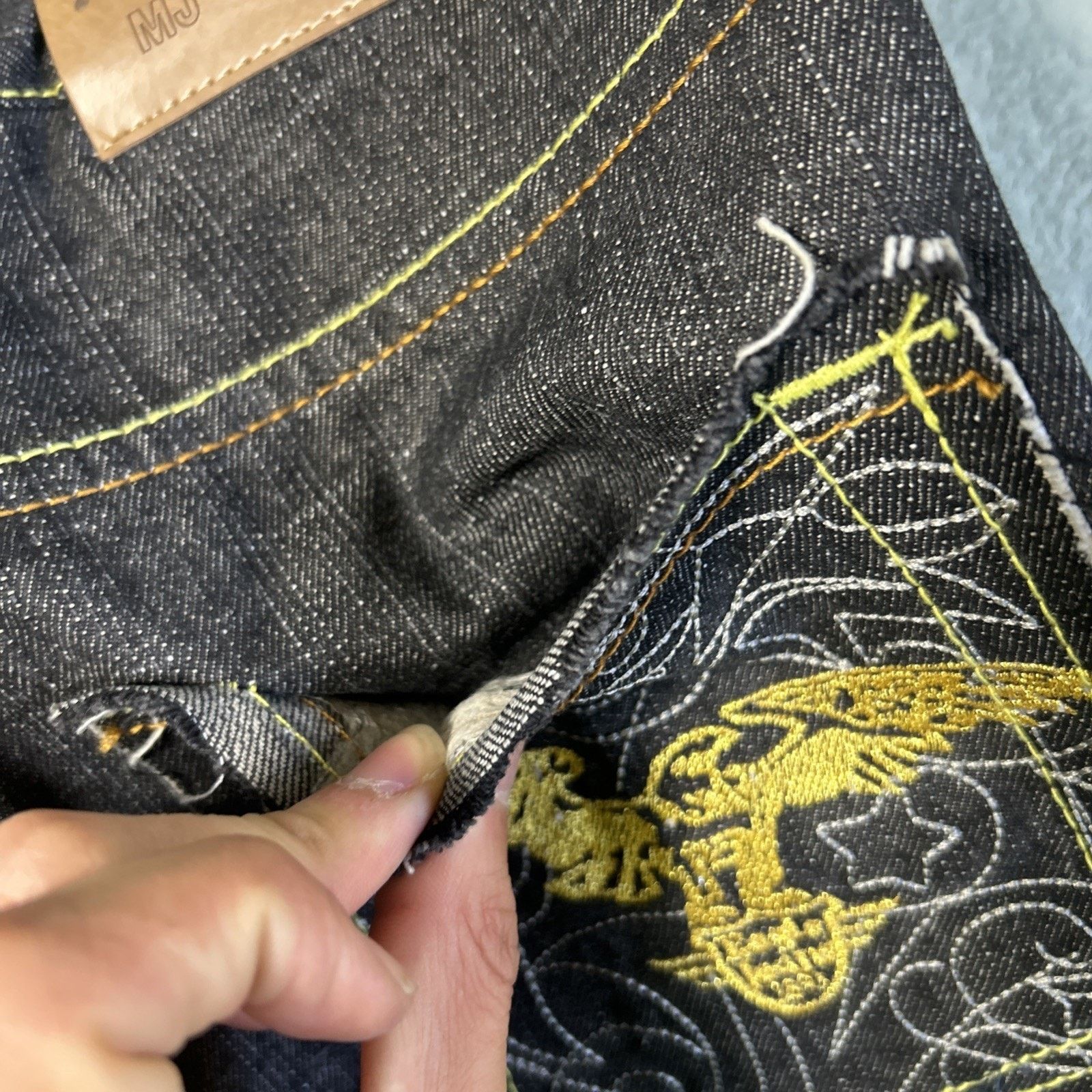 JNCO Beyond Baggy Embroidered Jeans Youth Medium 25x18 Loose Wide Size US 26 / EU 42 - 10 Thumbnail