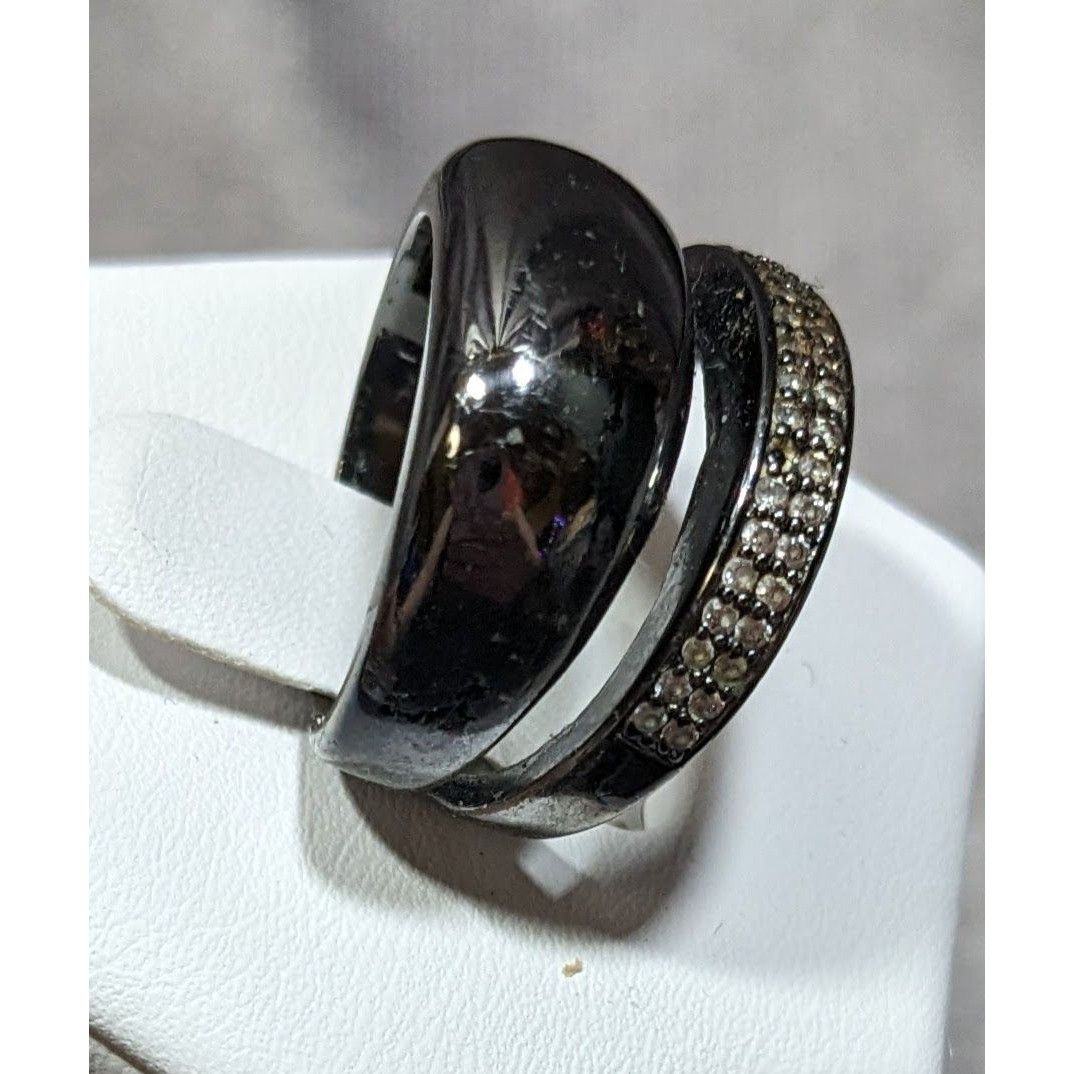 Juicy Couture Juicy Couture Glam Goth Gunmetal Rhinestone Stacked Ring Size ONE SIZE - 7 Thumbnail