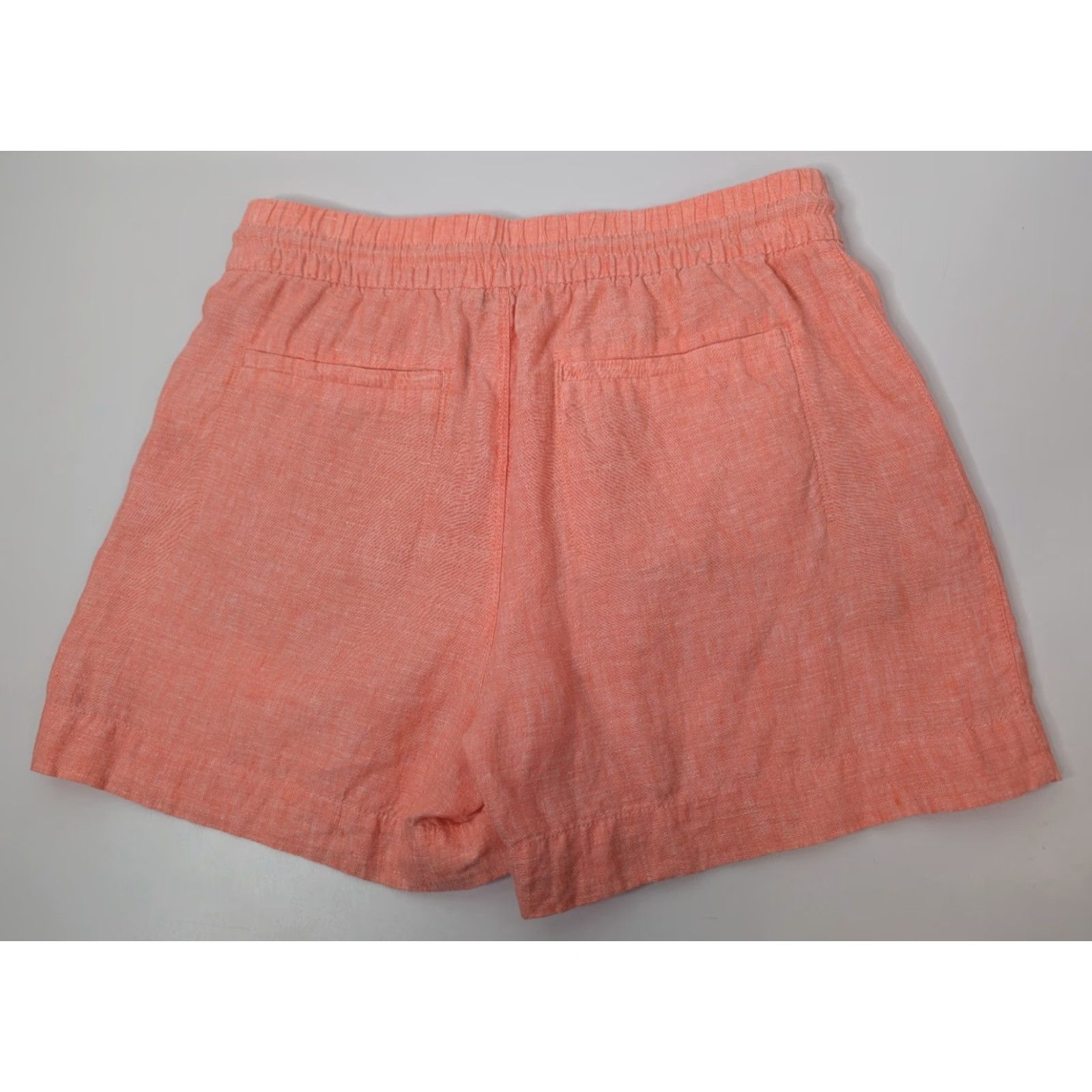 Athleta ATHLETA Retreat Linen Elastic Waist Shorts Women S/533545 Peachy Orange Paperbag Front Pocket Size 30" / US 8 / IT 44 - 2 Thumbnail