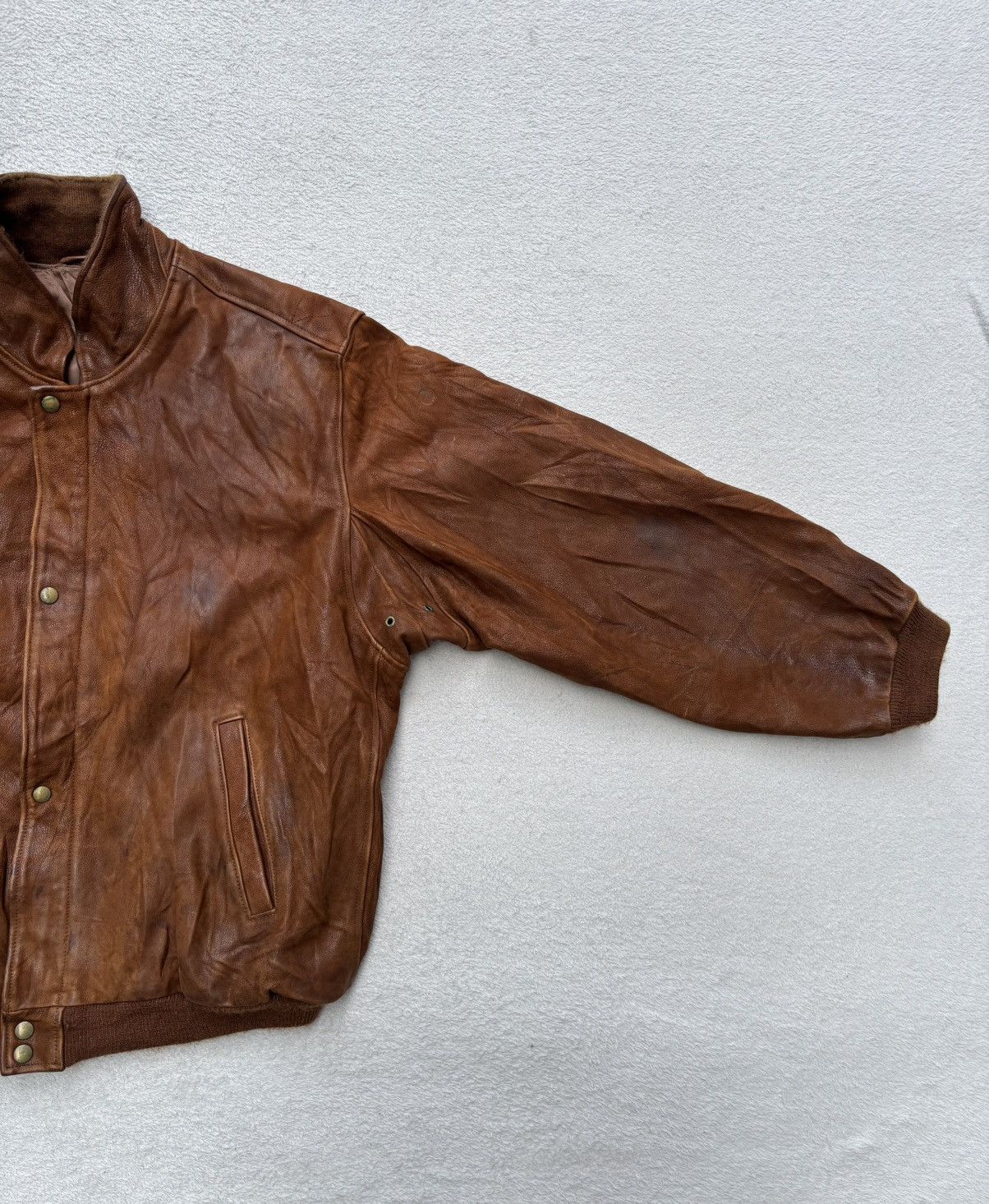 Golden Bear 1980s Golden Bear Cognac Bomber Leather Jacket Size US XL / EU 56 / 4 - 11 Thumbnail