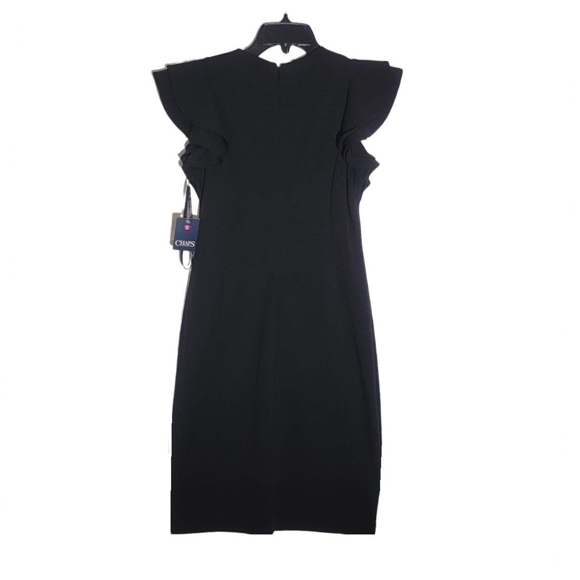 Chaps Elegant Chaps Sz 4 Black Sheath Dress with Flutter Sleeves f Size S / US 4 / IT 40 - 2 Thumbnail
