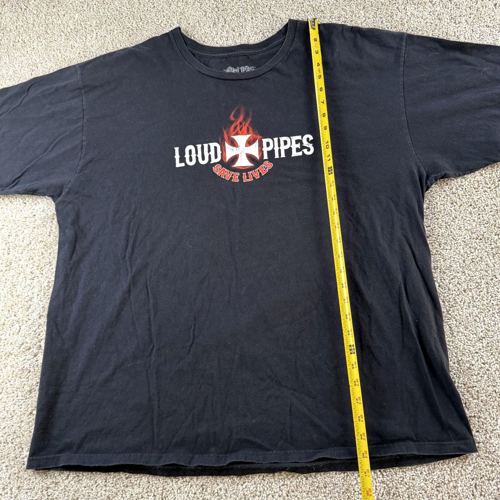Vintage Lethal Threat Shirt Mens 3XL Black Loud Pipes Save Lives Motorcycle Tee T-Shirt Size US XXL / EU 58 / 5 - 5 Thumbnail