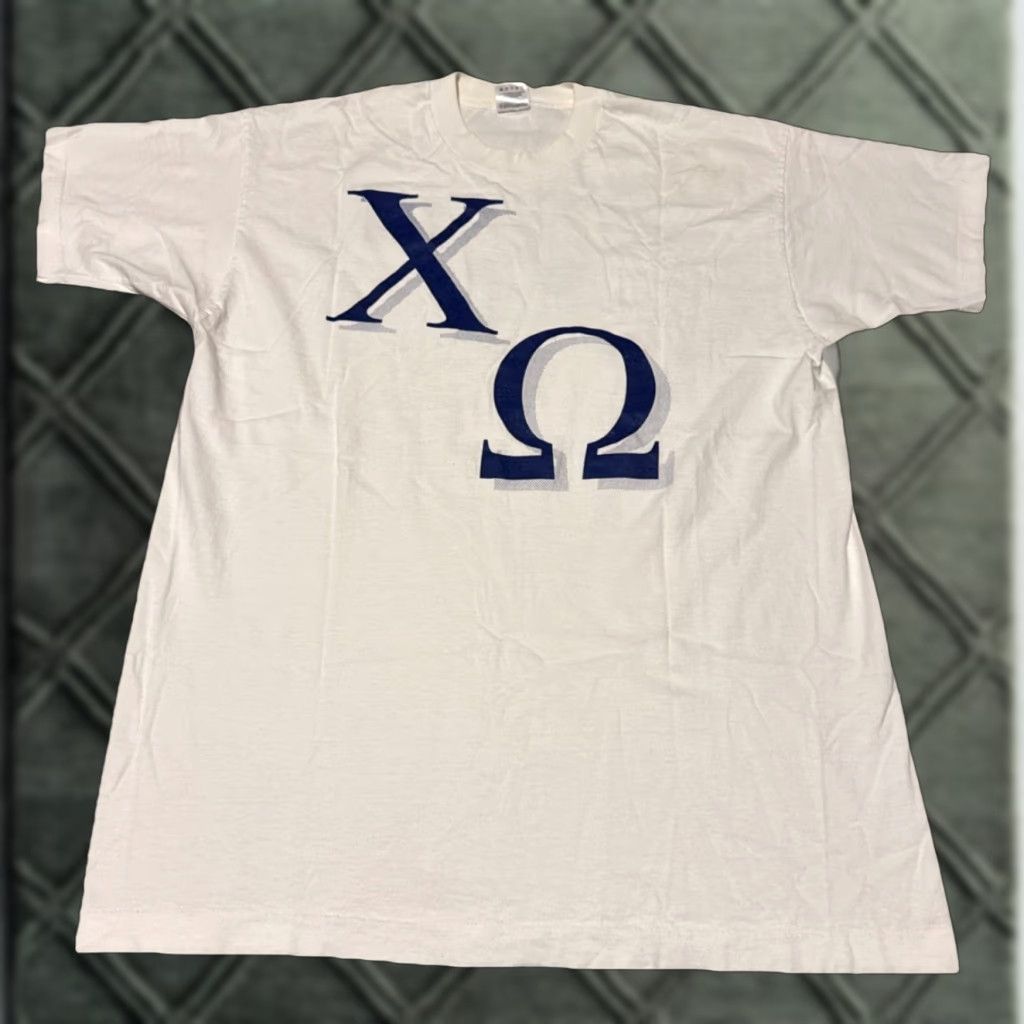 Fruit Of The Loom VINTAGE Chi Omega T-Shirt White XL Unisex Adults College 90s Vintage Greek Life Fruit of the Loom Shirt Women/Men Size US XL / EU 56 / 4 - 1 Thumbnail