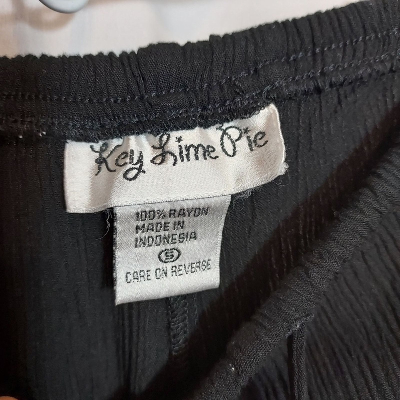 Other Vintage 80's Key Lime Pie Black Stretchy Crinkle Rayon Pants Size 22" - 4 Thumbnail