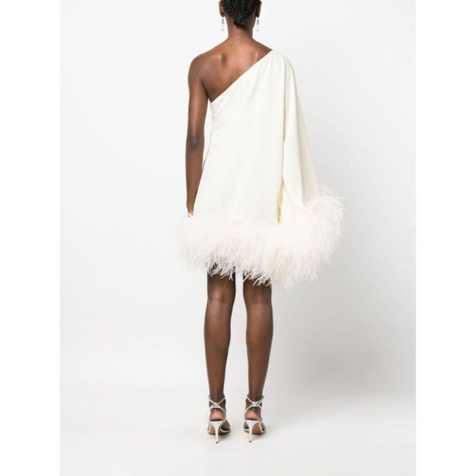 Other Taller Marmo Piccolo Ubud Ivory Feather One Shoulder Dress Size S / US 4 / IT 40 - 2 Thumbnail