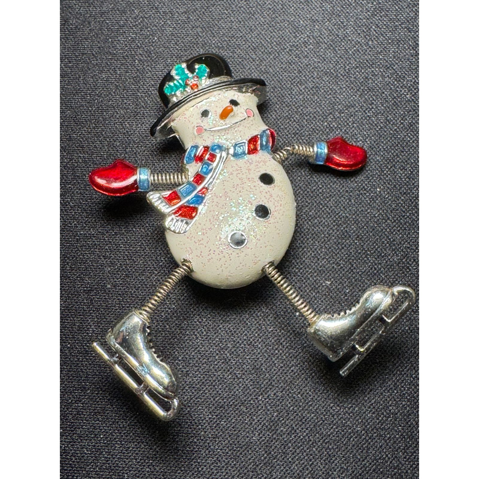 Other Vintage Danecraft Articulating Ice Skating Snowman Brooch Size ONE SIZE - 2 Thumbnail