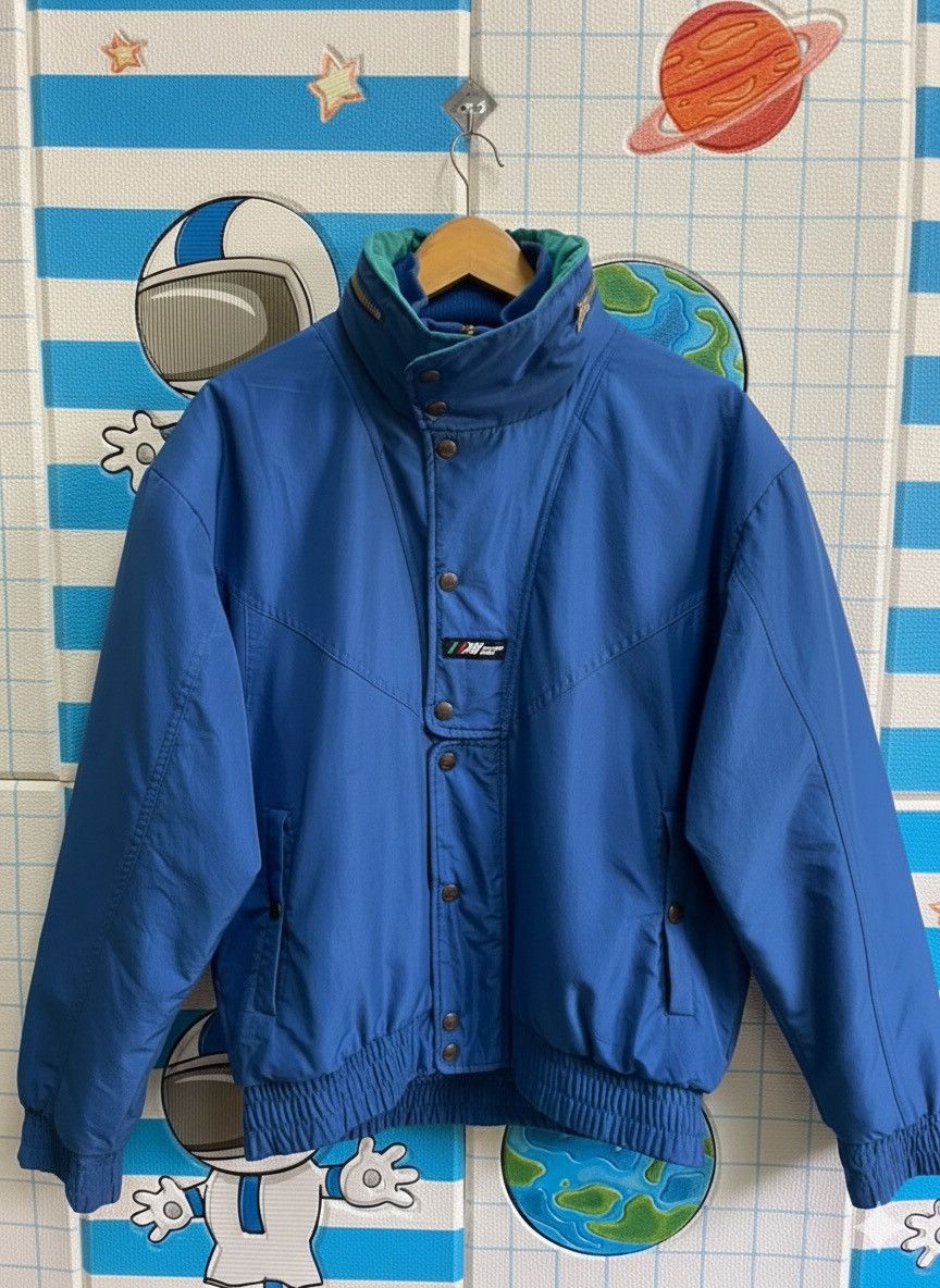 Asics Vintage 90s Asics Hood Bomber Jacket Blue Made In Japan Size US M / EU 48-50 / 2 - 1 Thumbnail