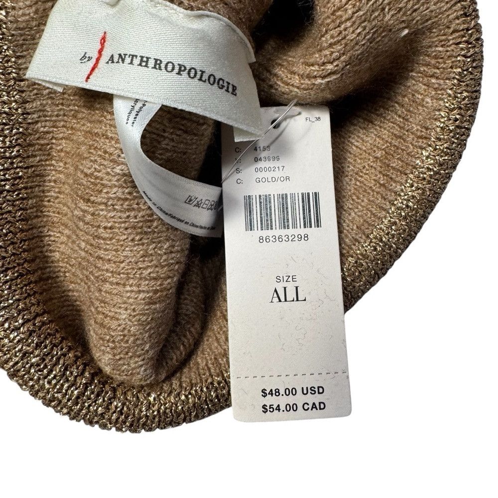 Anthropologie NWT New Anthropologie Sparkle Gold Beanie Hat Size ONE SIZE - 4 Thumbnail