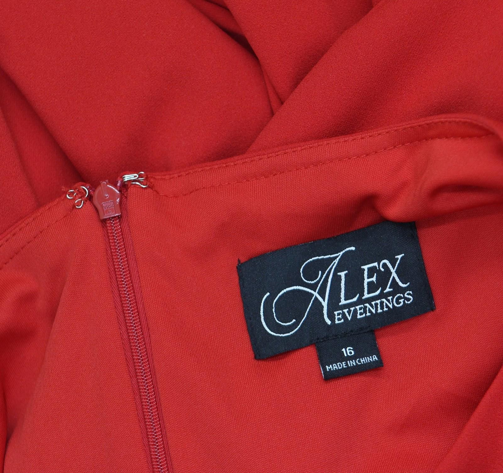 Other Alex Evenings Womens Cape Sleeve Gown Dress 8160255 Red 16 Size XXL / US 16-18 / IT 52-54 - 5 Thumbnail