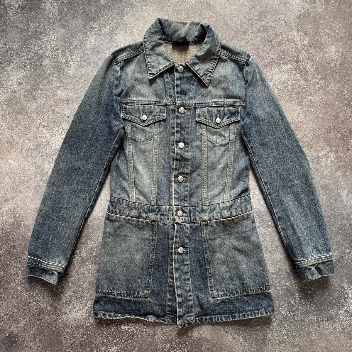 Diesel DIESEL Vintage Y2K Washed Long Denim Jacket / Dress Coat Size S / US 4 / IT 40 - 6 Thumbnail