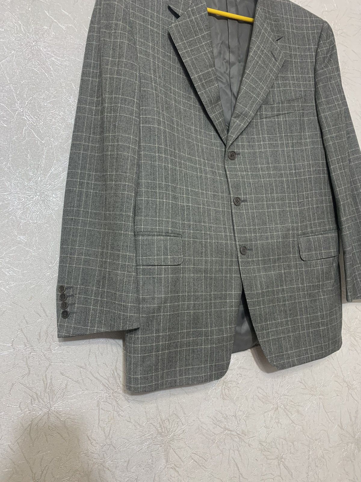Canali Canali Luxury Grey Wool Plaid Blazer Made in Italy Size 52 Size 52R - 3 Thumbnail