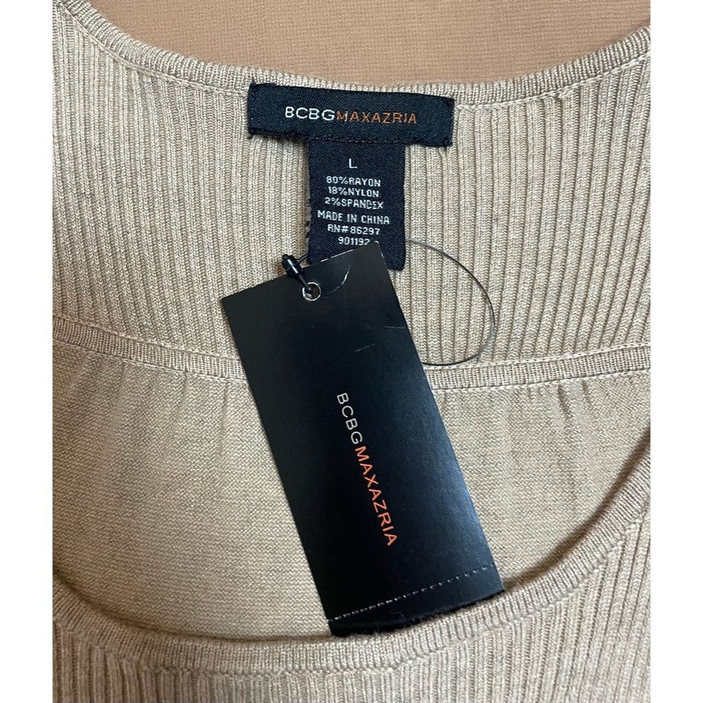 Bcbgmaxazria NWT New $210 BCBGMAXAZRIA Knit Rayon Beige Short Sleeve Dre Size L / US 10 / IT 46 - 7 Thumbnail