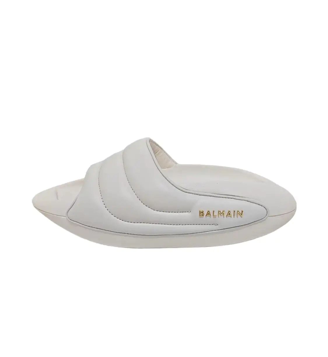Balmain Spring/Autumn White Leather Women's High-Heel Slippers 39, Women's